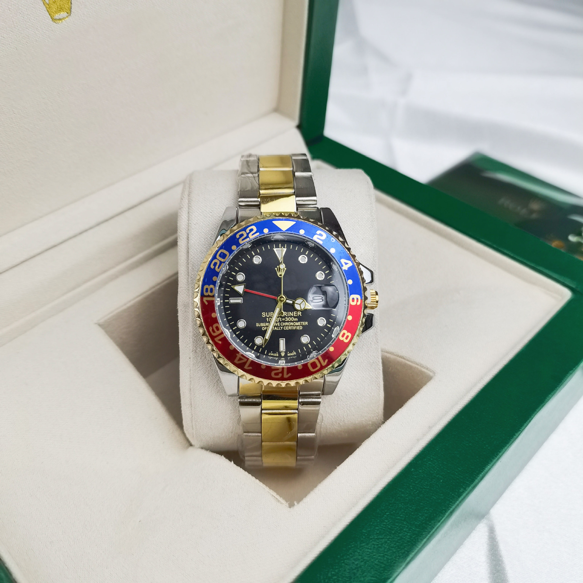 New Men's Luxury Water Ghost GMT Four-pin Watch Three-bead Band Four-pin Foreign Trade Watch Greenwich