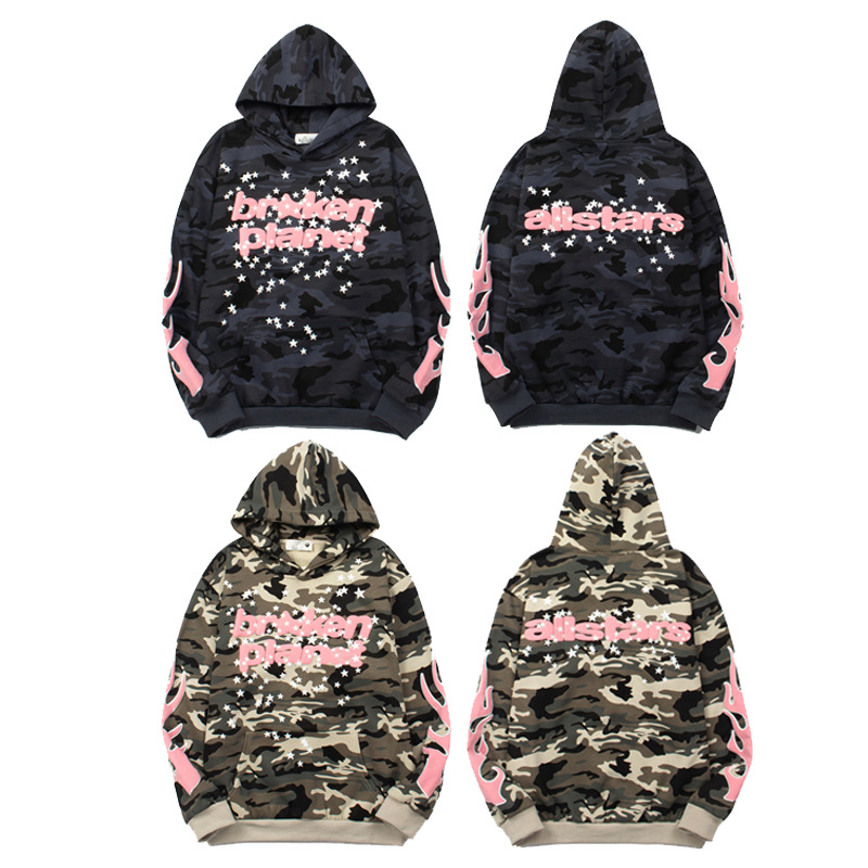 2025 Cross-Border American High Street Retro Hip-Hop Street Letter Foam Hooded Sweatshirt Casual Trendy Loose Hoodie