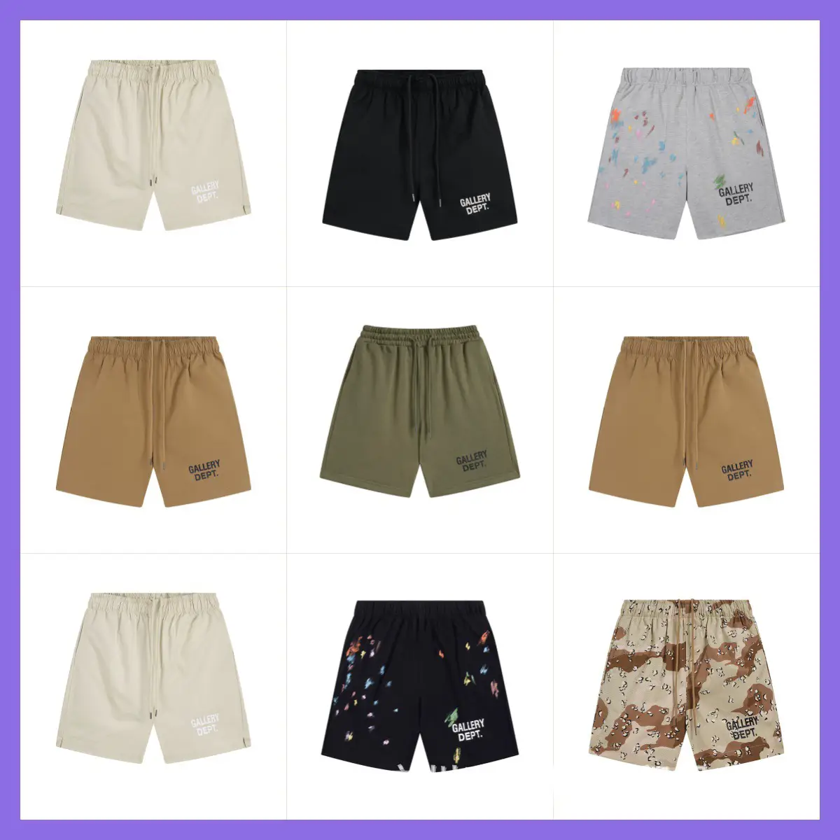 Gallery Dept Tide New Basic Letter Printed Logo Shorts Five-Quarter Pants Casual Men and Women Summer
