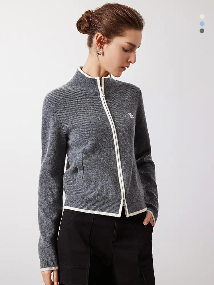 [Pure Wool] Navigare Italian Dinghy Gray Sweater Women Spring New arrival Knitting Cardigan Outwear