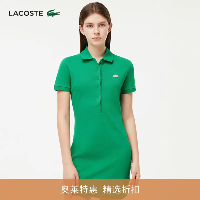 Lacoste French Crocodile Women's Clothing pure color Sports Dopamine Wear Short-Sleeved Polo Dress | Ef1490