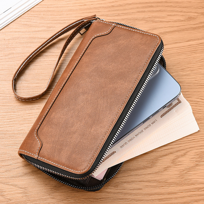 Men's Long Wallet Zipper Wallet Multi-Card Holder Large Capacity Mobile Phone Clutch Bag Multifunctional Men's Vintage Wallet