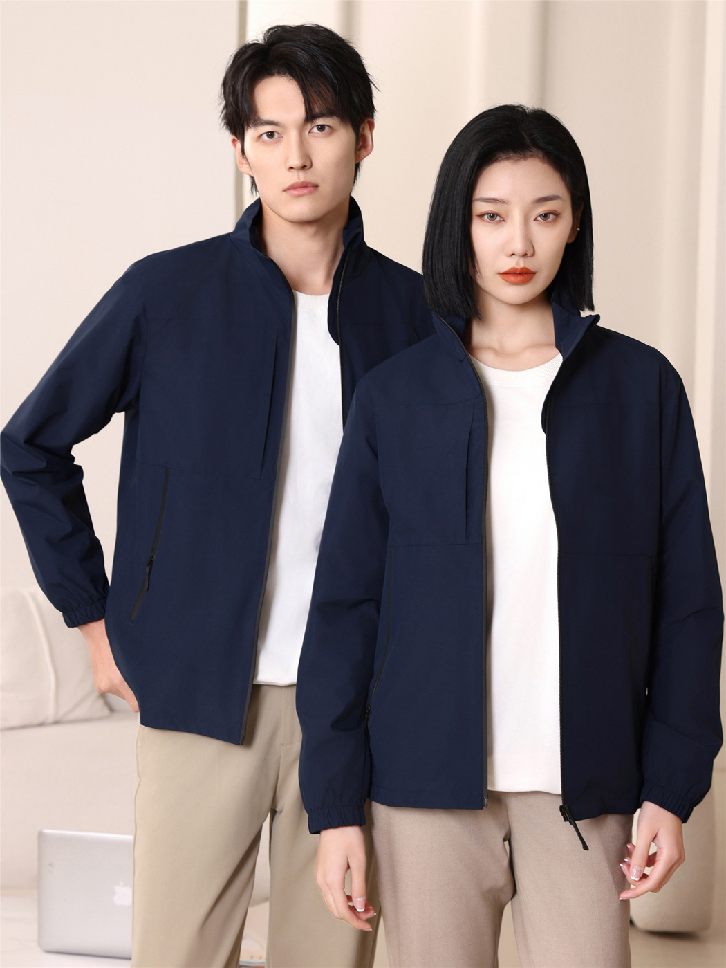 Spring and Autumn casual business stand collar thin jacket jacket youth leading cadres long-sleeved jacket jacket custom LOGO