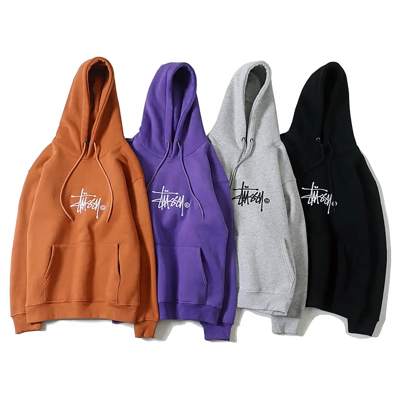 Tide skateboarding in Europe and the United States ins classic paragraph foreign trade simple letters embroidered hooded sweatshirt padded hoodie couple external