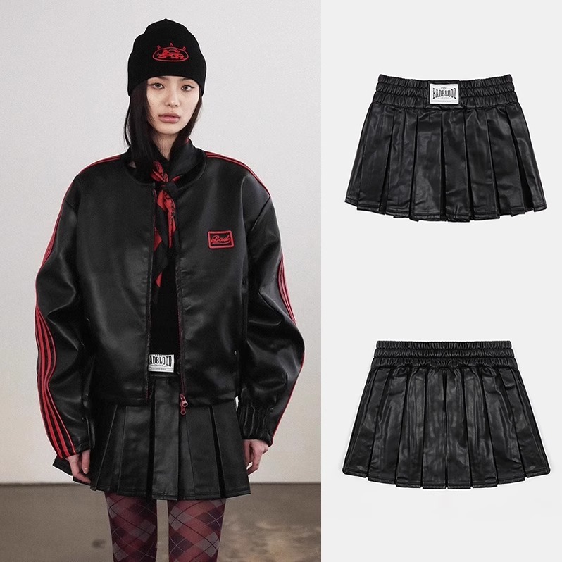 badblood BCAC Pleated Skirt American Style Hot Girl Skirt High Waist Slimming Niche Tight Waist Skirt Trendy