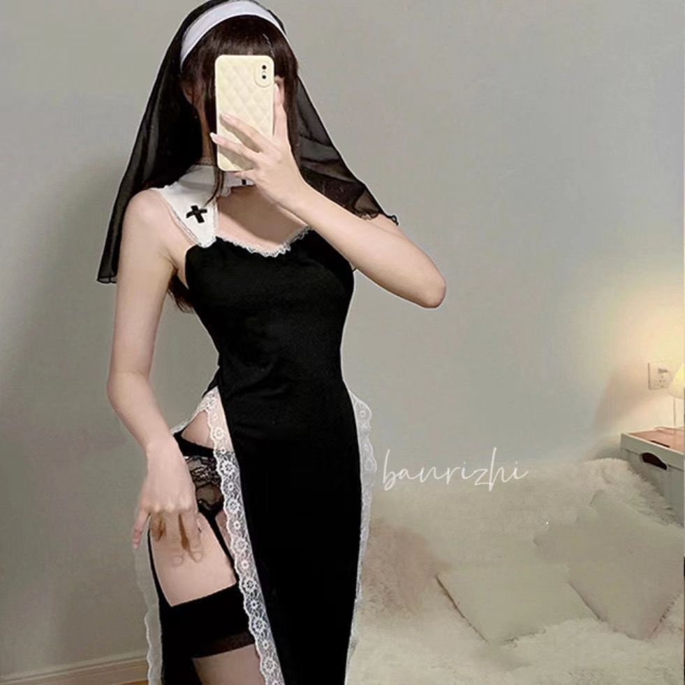 Charming Rabbit Sexy Underwear Sexy cosplay Nun Uniform cosplay Game Dress Hollow Dress Set 9181