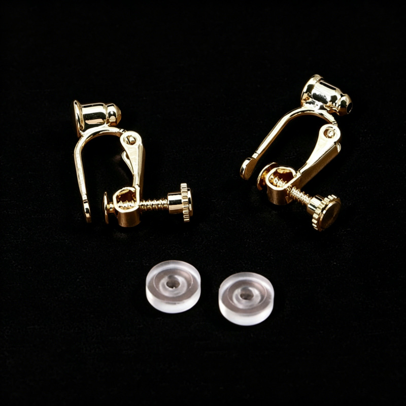 DIY Ear Clip Conversion Accessories, Color-Preserving Electroplated Invisible Ear Studs, No-Piercing Painless Rotating Screw Ear Clip Converter