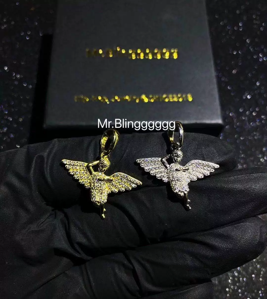 Mr.Blingggggg欧美嘻哈珠宝 S925纯银满钻实心丘比特天使小巧吊坠