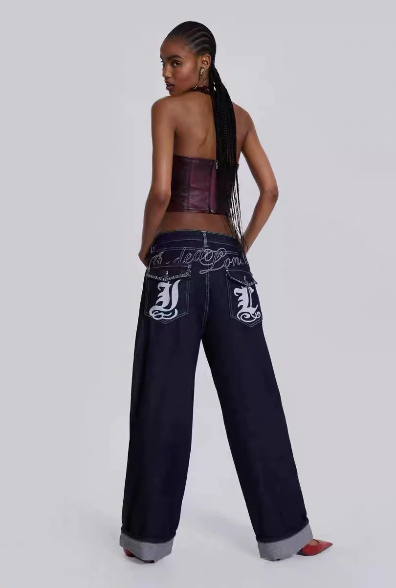 Jaded London Millennium style street jeans look slim straight leg wide leg blue all season versatile