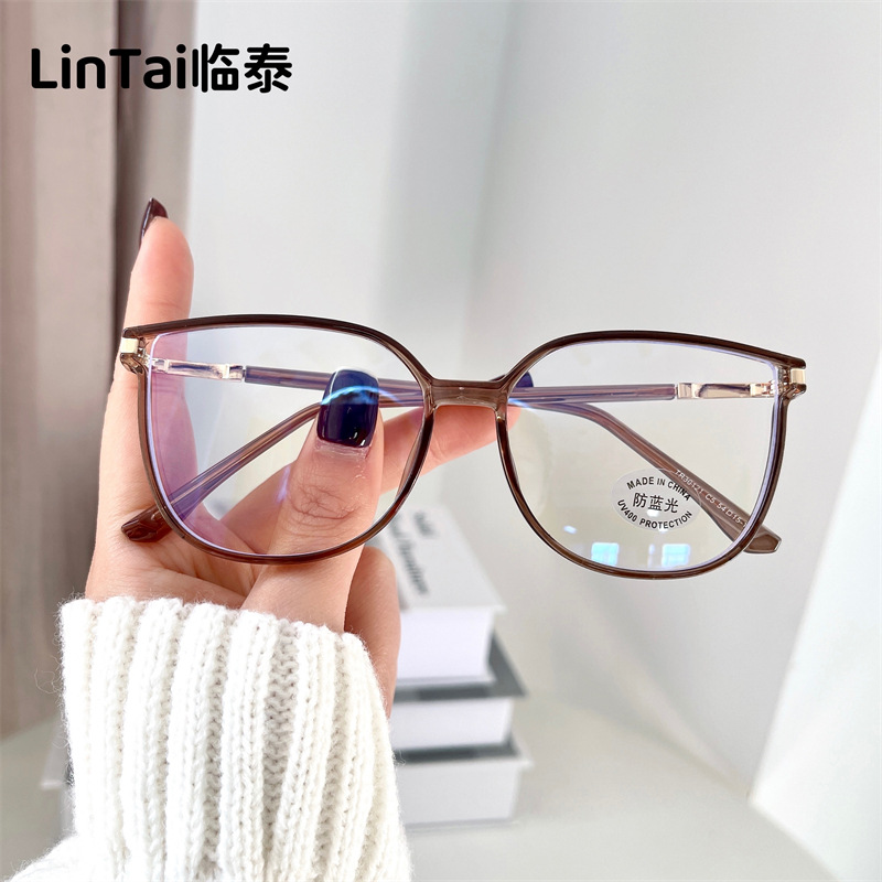 30121t New Ultra-Light and Fashionable Tr90 Personalized Square Frame Korean Style Trendy Eye Protection Anti-Blue Light Glasses Flat Glasses