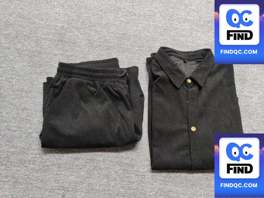 男士休闲宽松沙滩装灯芯绒短袖套装 QC