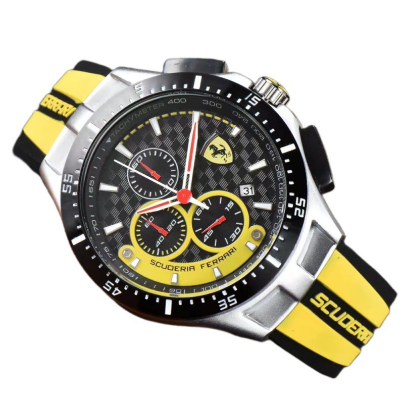 Six-pin Full-function Chronograph Rubber Belt Men's Farah Brand Casual Running Seconds Chronograph Watch Foreign Trade Explosions