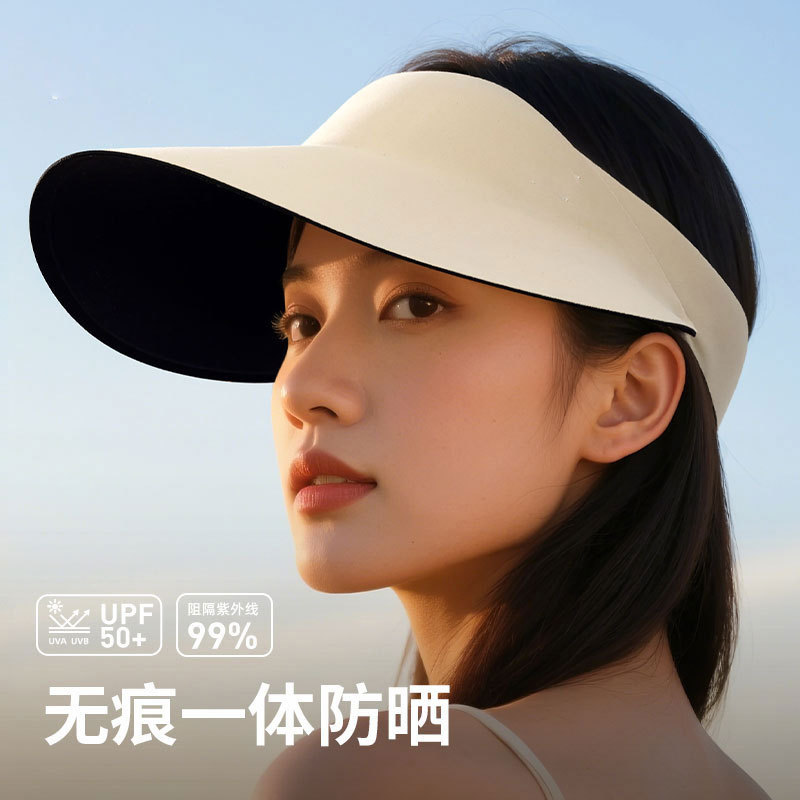 Seamless One-Piece Sun Protection Hat for Women in Summer, New Large Brim Empty Top Hat, Sunshade, Foldable Sun Hat, Masculine Style