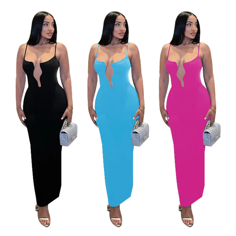 K10747 cross-border supply of European and American fashion women's clothing Amazon explosion wave irregular decorative sling dress
