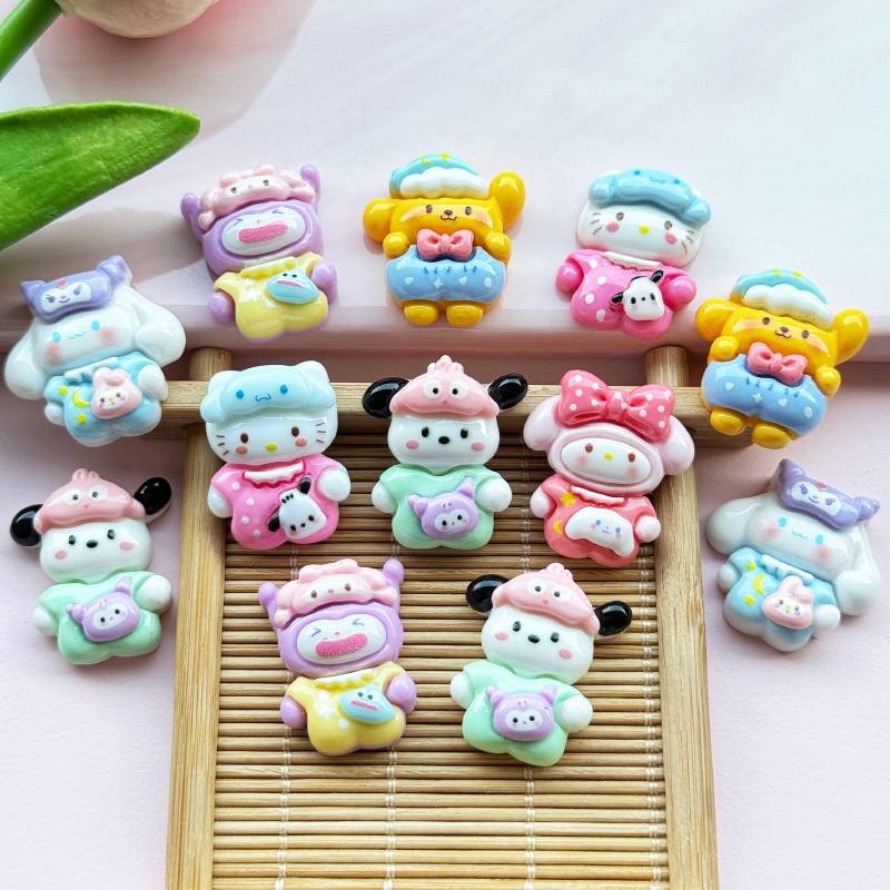Cartoon Pajamas Puppy Series Resin DIY Accessories Mobile Phone Case Hole Shoes Patch Shoe Buckle Hair Accessories Material
