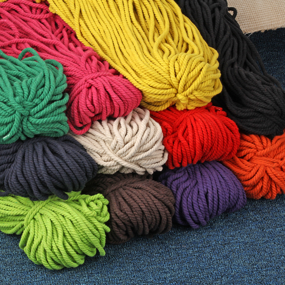 05 Spot Luggage Rope DIY Hand-Woven Rope Curtain Binding Cotton Rope 5mm Thick Colorful Cotton Rope Braided Rope