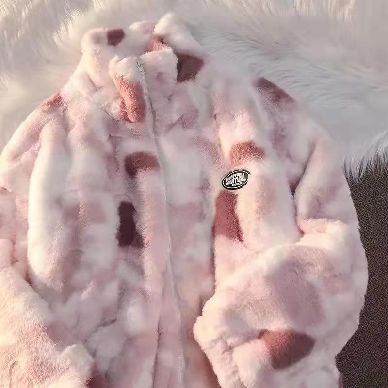 2025 Winter New Loose Fleece-Lined Thick Faux Shearling Coat for Women, Furry High-Neck Double-Sided Fleece Trendy Coat
