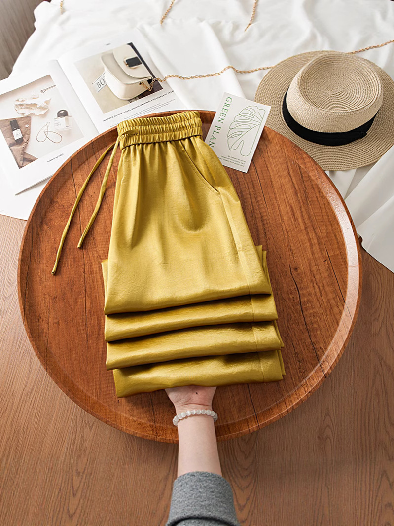 Forged Surface Wide-leg Pants Women's 2025 Summer New Thin Long Pants Loose Dosing Glazy Casual Straight Pants for Women