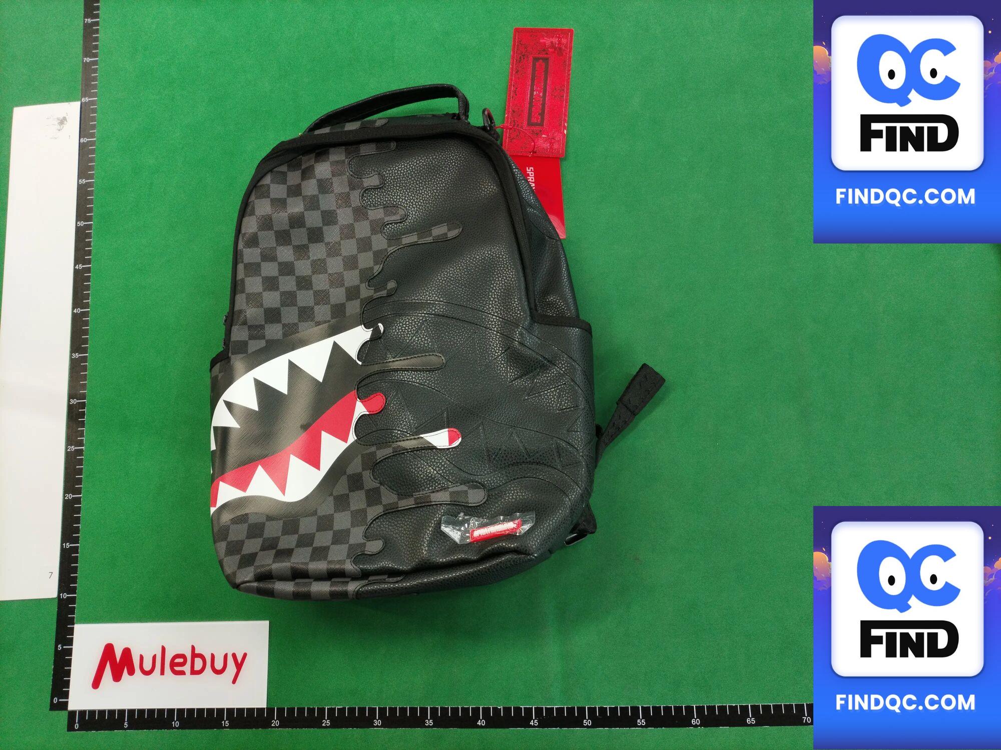 Sprayground Backpack Black Brown Paris Plaid Shark Mouth Stylish Street Style Backpack for Male and Female Students QC