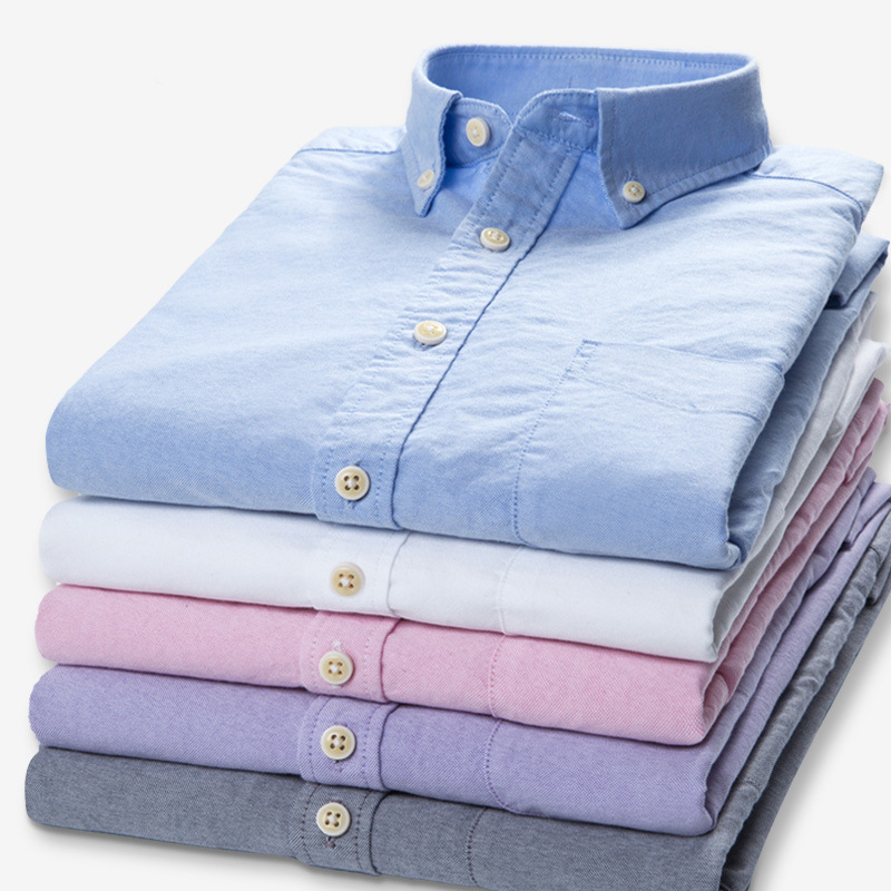 Extra Large Size Cotton Washed Oxford Textile Long-Sleeved Shirt Youth Versatile Daily Casual Single Wear Shirt Business Top