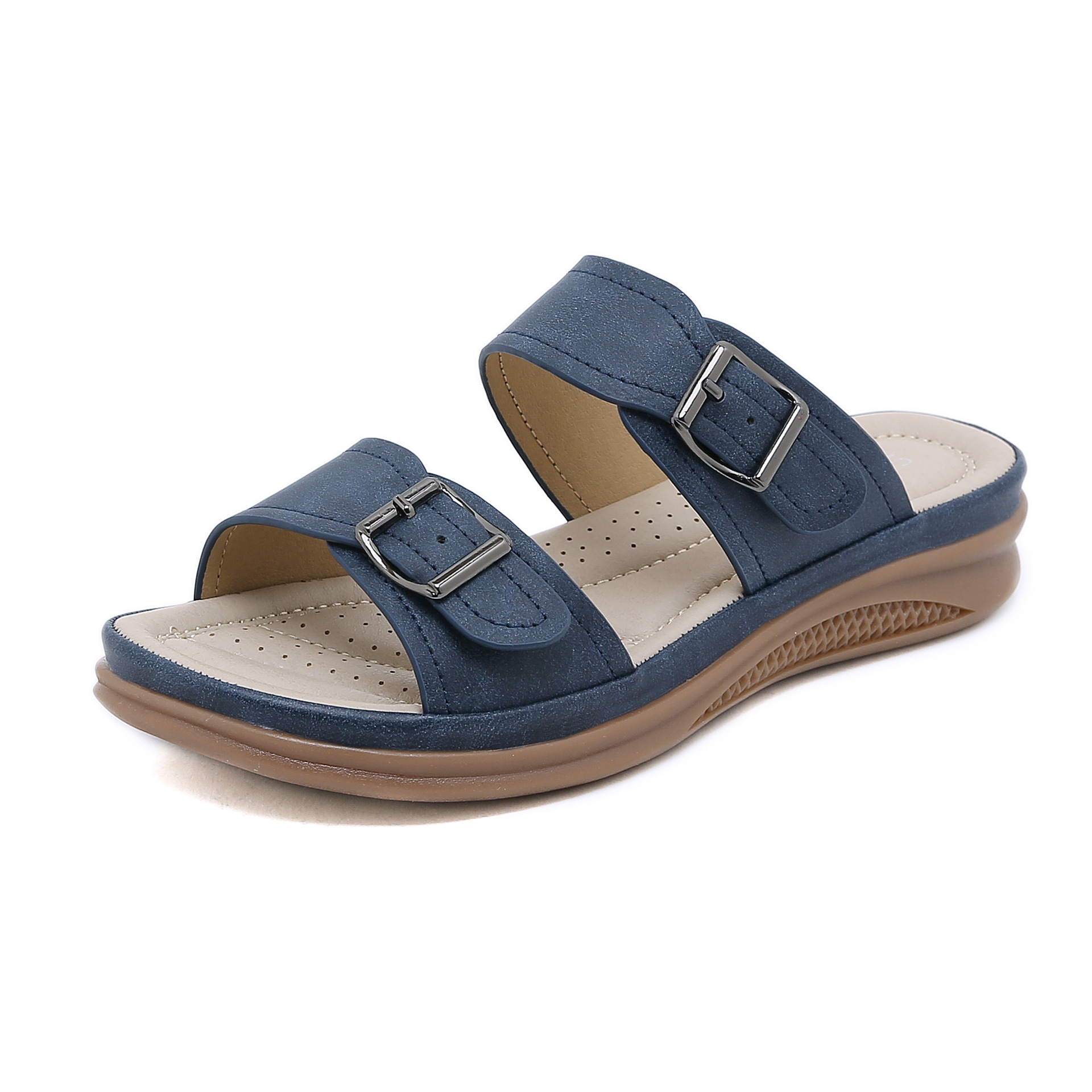 Z637-9 New 2025 European and American Sandals Women's Cross-Border Casual Lightweight Large Size Retro Wedge Plaid Sandals