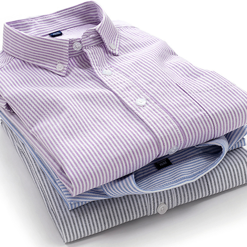 2023 Autumn Men's New Style Casual and Easiest for Match Pure Cotton Oxford Slim Men's Striped Shirt for Inner Wear and Outer Wear