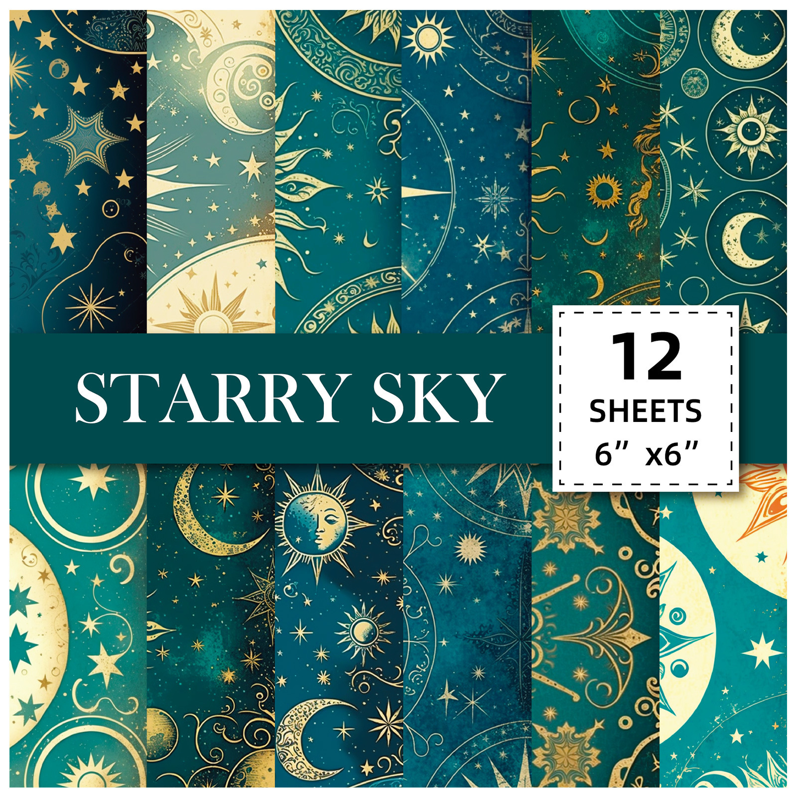 12 sheets/pack of tarot star background paper DIY Amazon new cross-border fantasy universe literature and art material paper