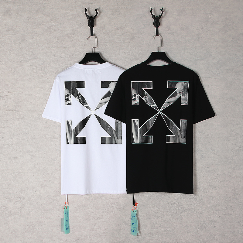 Cross-Border In-Stock Off White Ow Summer Character Print Series Oversized Unisex Short-Sleeve T-Shirt