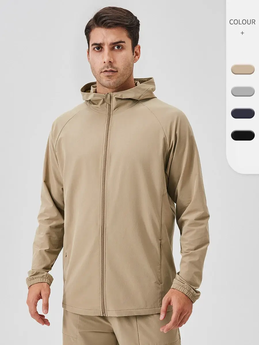 Men's Sports Jacket Autumn Winter Zipper Windproof Hoodie Outdoor Loose Casual Running Fitness Jacket 41522