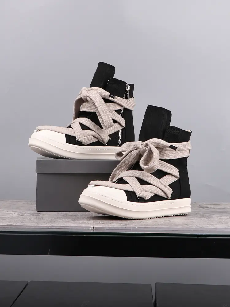 Men's New Five-Pointed Star Thick-Soled High-Top Canvas Shoes, Niche Height-Increasing Men's Shoes, Thick-Soled Sneakers, Short Boots, Trendy Women's Shoes
