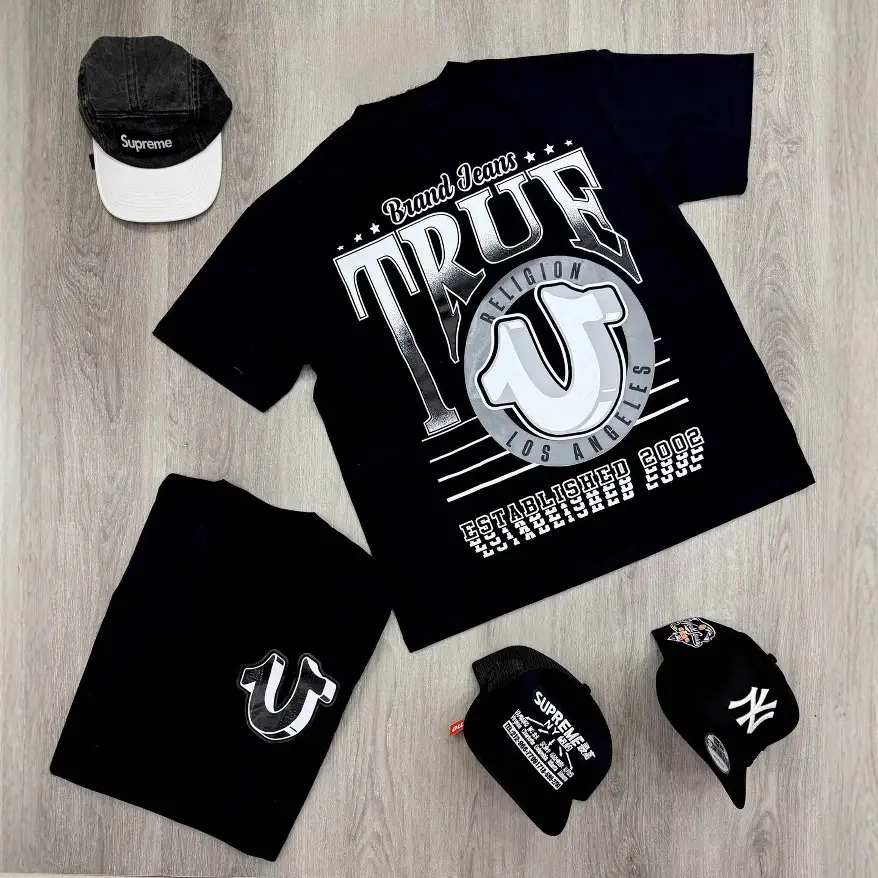 True Religion T-Shirt Graphics T-Shirt Men Cotton Graphic