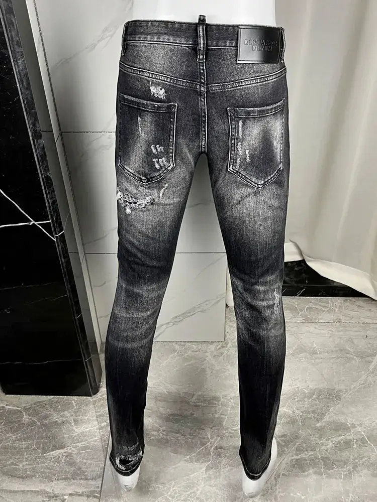 D2 Men's Jeans, Soft and Comfortable, Slim Fit, Stretchy Dsq2 Trousers, 25 Spring New Collection, All Seasons, Black Washed
