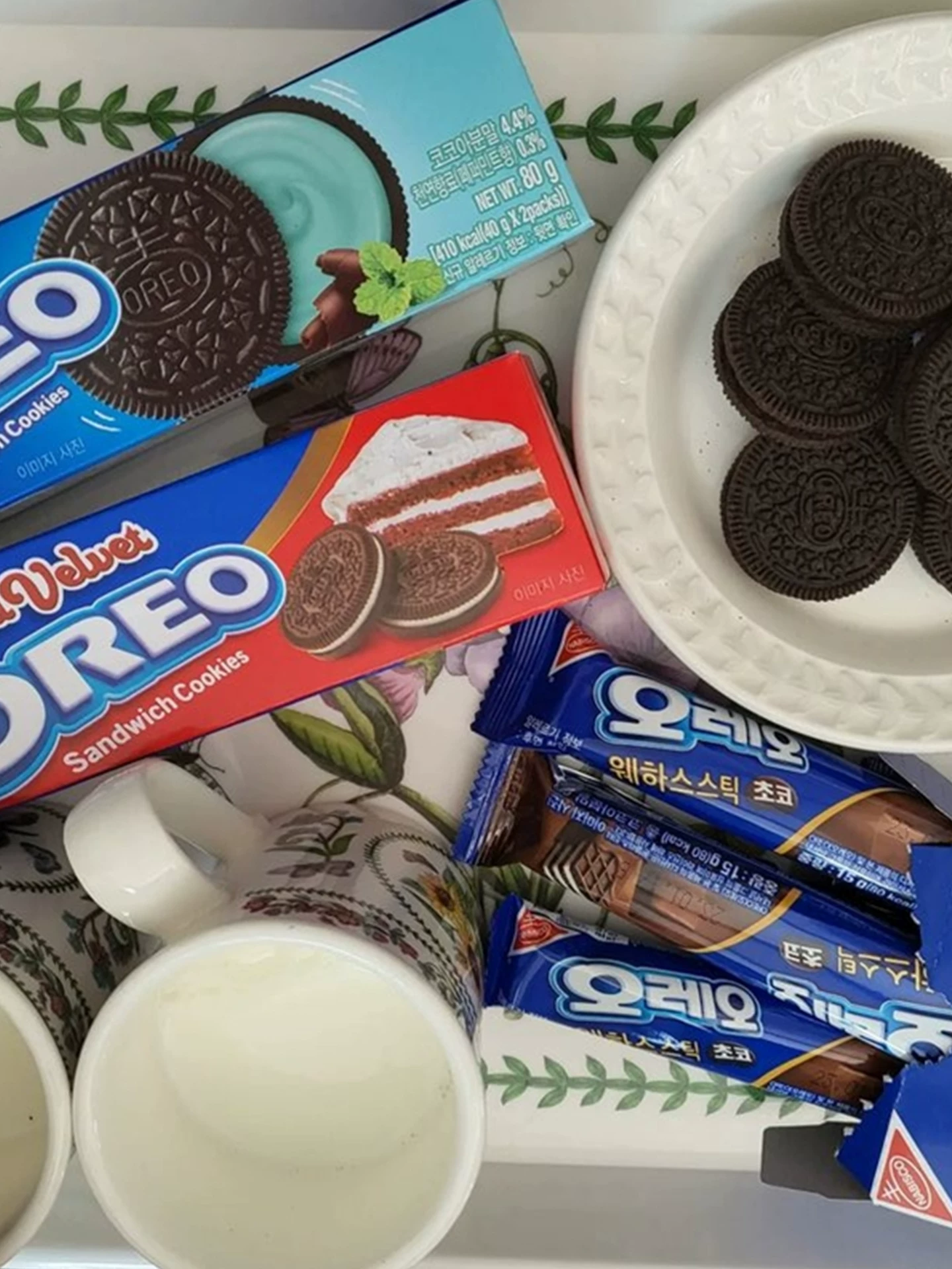 Korean Imported Snacks Oreo Limited Edition Fresh Mint Cinnamon Cream Sandwich Chocolate Cookies Casual Snacks