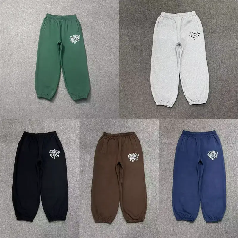 Trendy Adwysd Sun Print Basic Fleece Drawstring Sweatpants Autumn and Winter Casual Versatile Unisex Long Pants