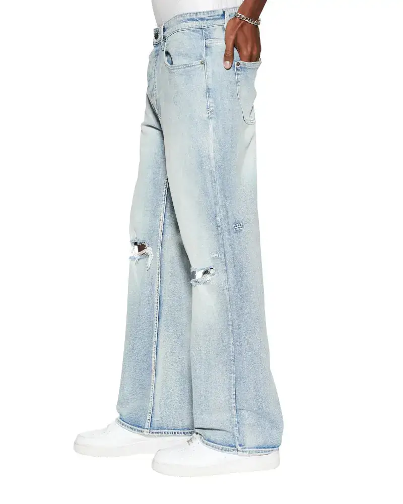 Bigd Ready-To-Wear Clothing, Ksub1 Men's Slightly Stretchy Regular Thick Ripped Embroidered Jeans S15