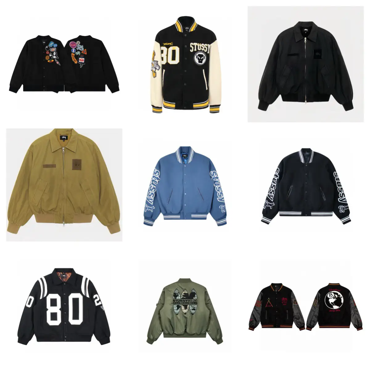 跨境高版本stussy斯图西棒球服外套休闲宽松飞行员夹克男女款ius