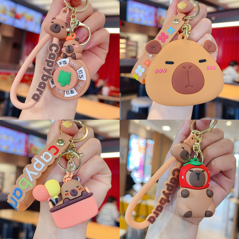 Explosive Kapibala Keychain Cute Coin Purse Doll Car Hanging Cartoon Capybara Series Key Chain