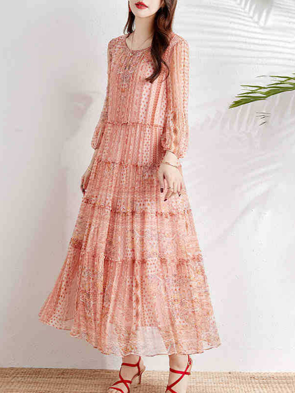 Fans Gentle Mulberry Silk High-end Brand Women's 2025 Summer New Waist Slimming Silk Printed Skirt Trendy