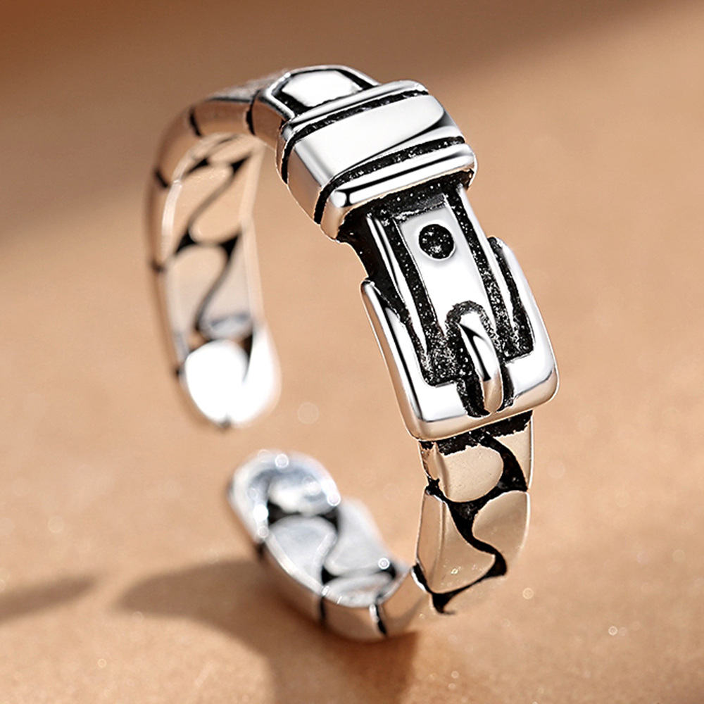 Jewelry Antique Silver Ring Women's Cute Japanese and Korean White Copper Silver Plated Bottom Thai Silver Black Tail Ring Ring Opening Ring
