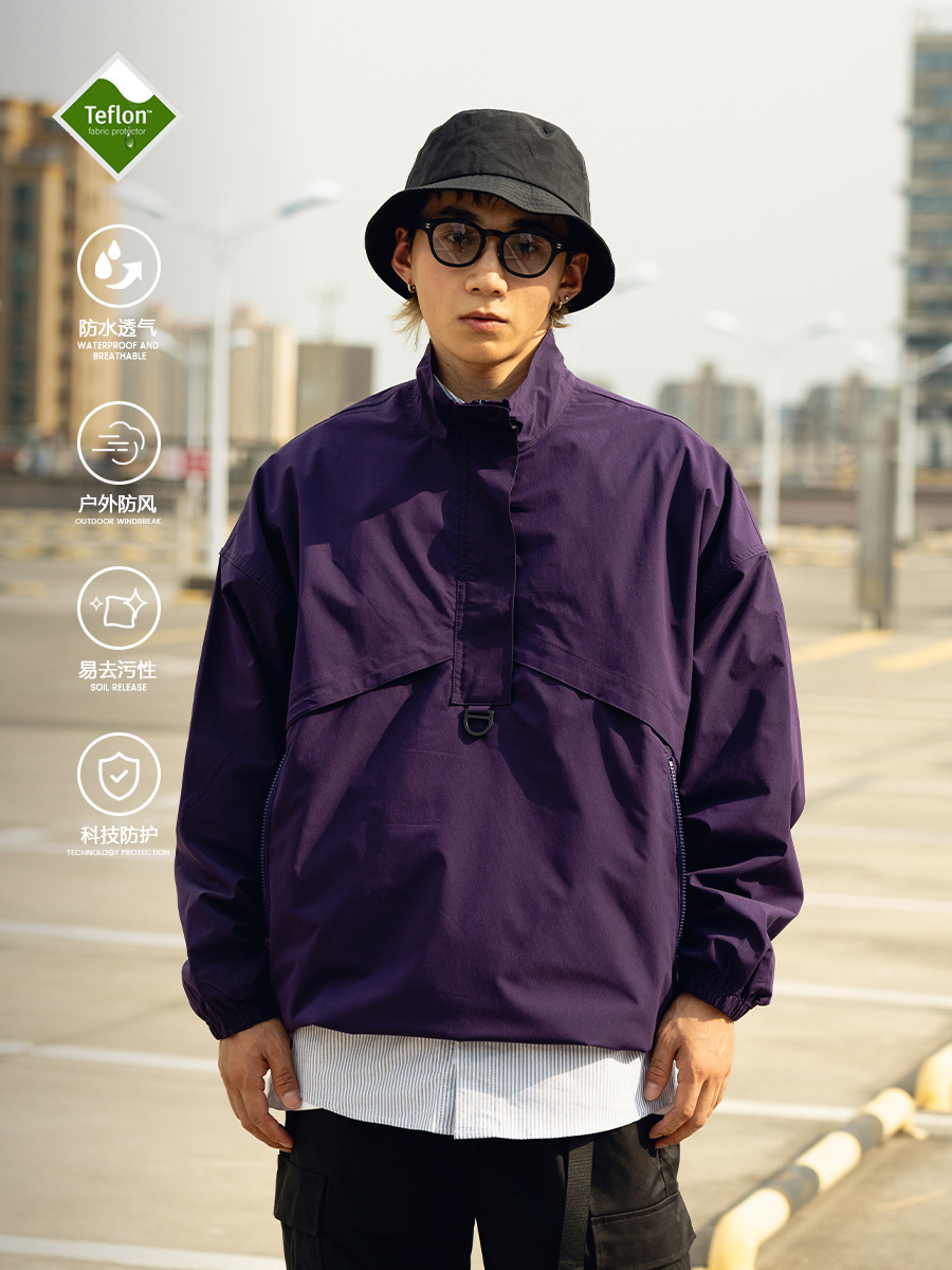 Trs Men's Clothing | 24Ss Japanese Style Outdoor Teflon Three-Proof Quick-Drying Multi-Flap Pocket Pants Stand-Up Collar Jacket for Men