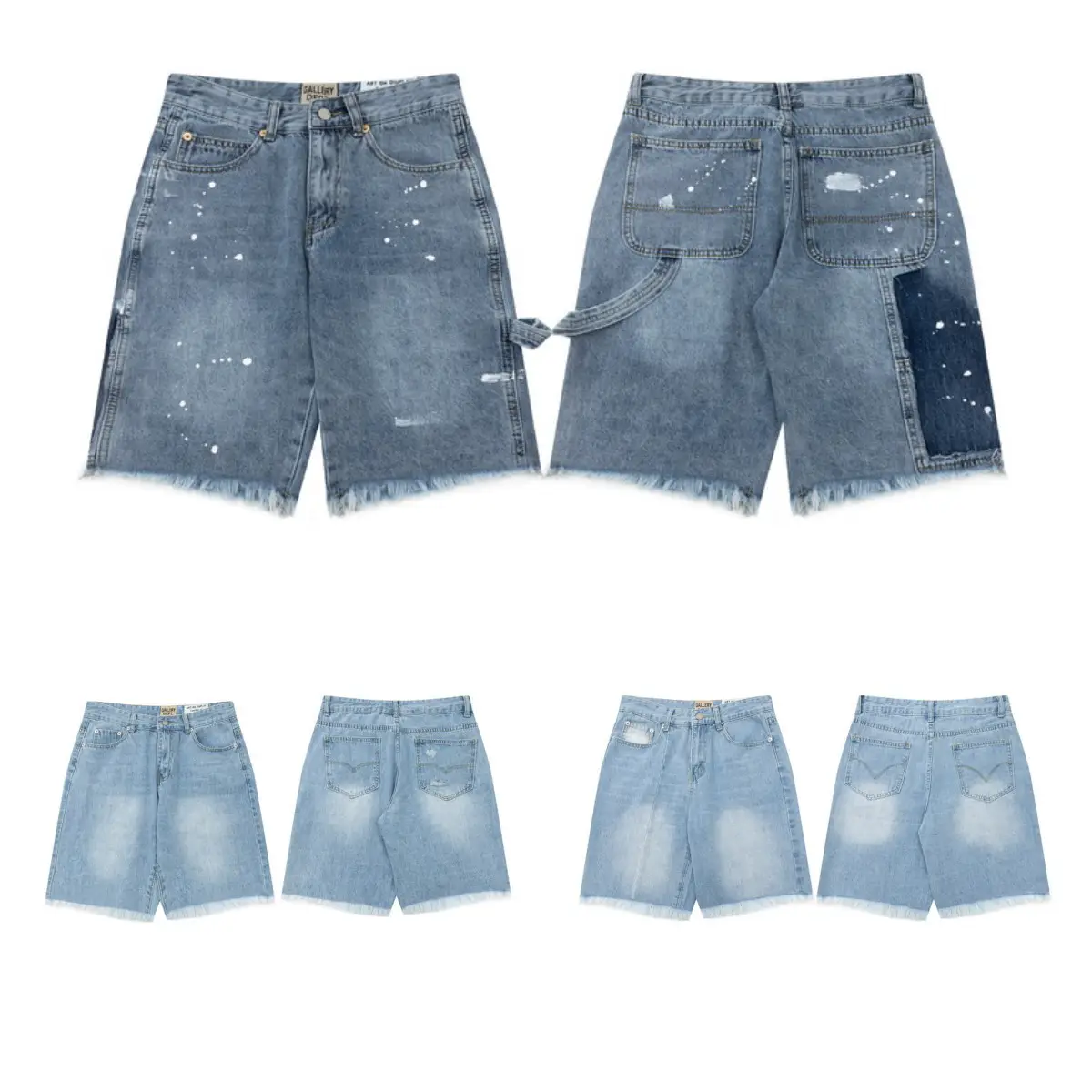 European and American Trendy Brand Gallery Dept Hand-Painted Splashed Ink Denim Shorts for Men and Women High Street Shorts Wholesale