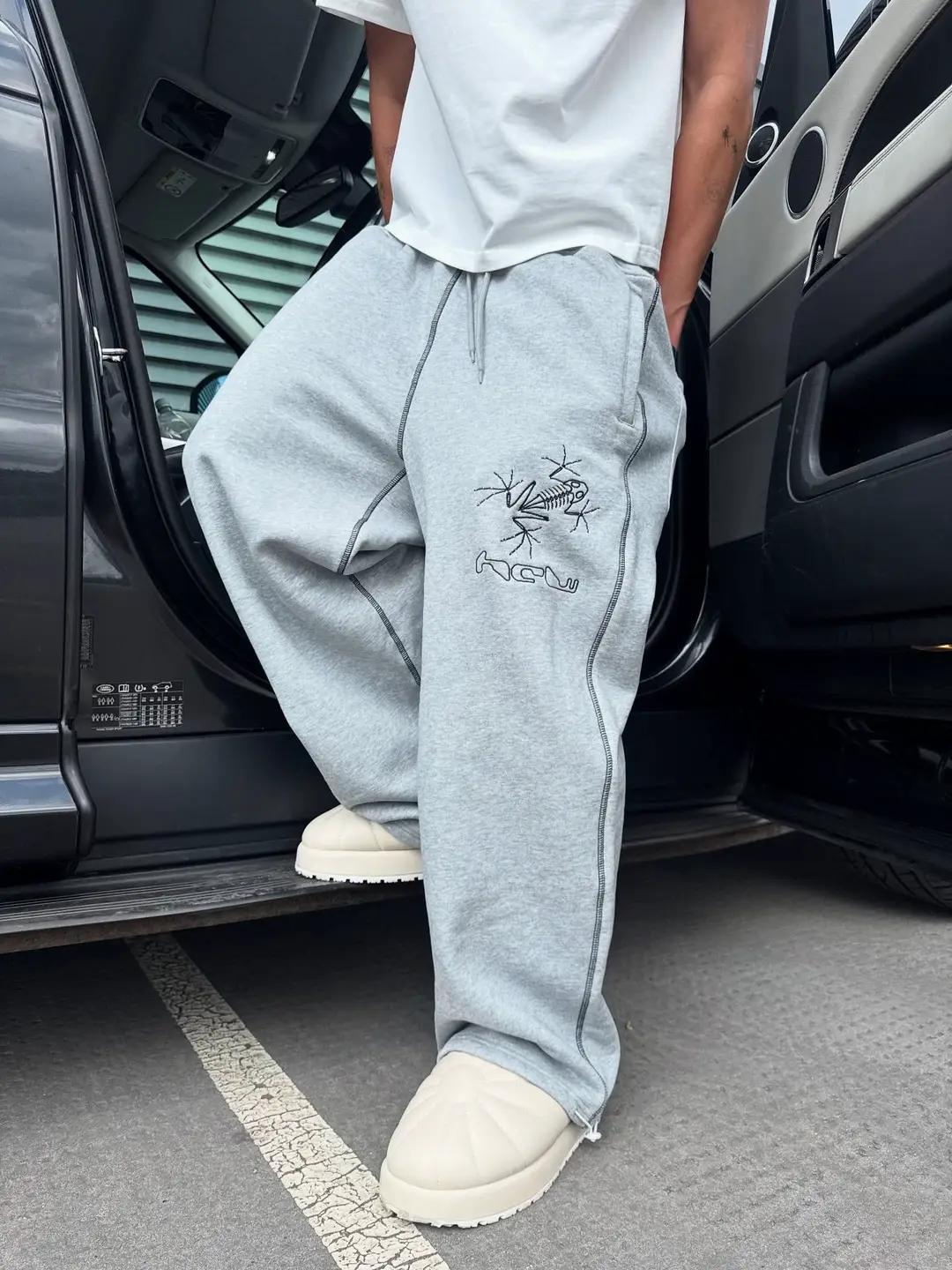 European and American Cross-Border Ins Style Summer New Personalized Embroidered Casual Pants Men's Street Fashion Loose Straight Wide-Leg Pants