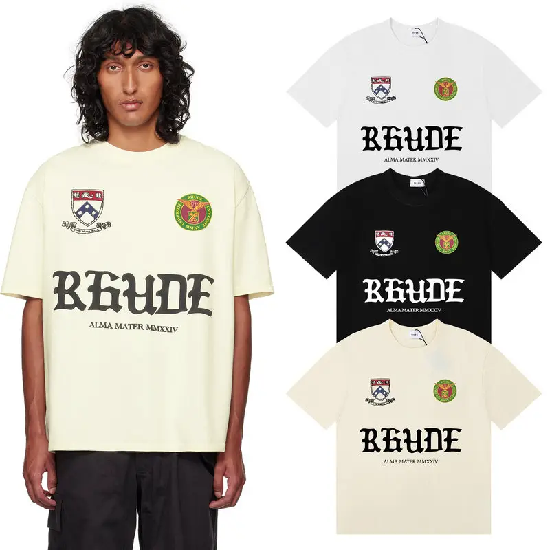 New Arrivals Rhude 25Ss t Shirts Summer Unisex Loose Cotton Short-Sleeved T-Shirts