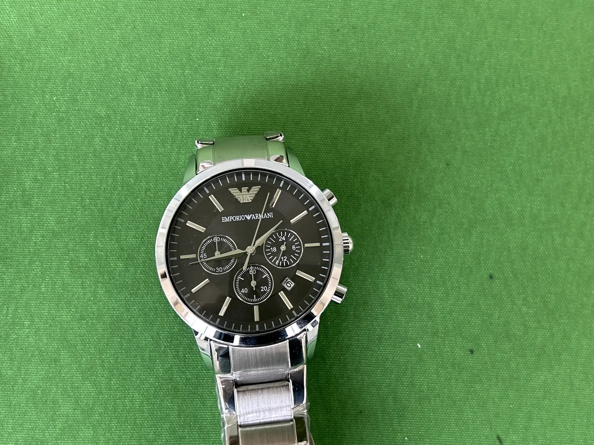 Emporio Armani Chronograph Black Dial Stainless Steel Watch
