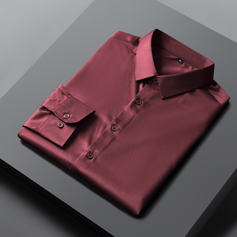 Men's Solid Color Non-Iron Shirt, Slim Fit, Stretchy, Wrinkle-Resistant, Business Professional Shirt, Men's Summer Short-Sleeved Shirt, Factory Wholesale