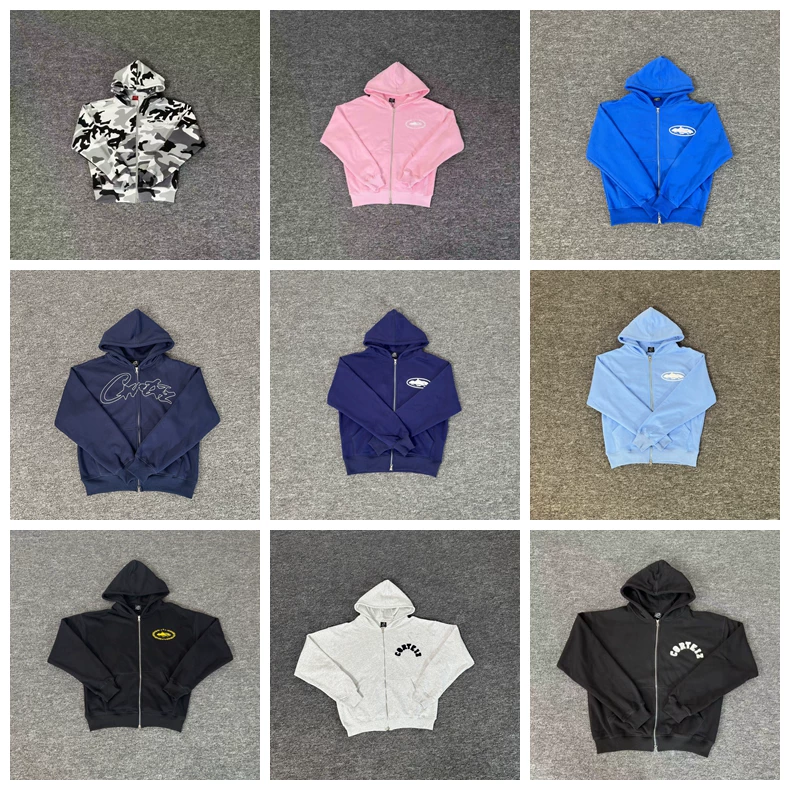 Correct American High Street Corteiz Classic Devil's Island Printed Embroidery Hoodie Zipper Sweatshirt Autumn/Winter Trendy Brand