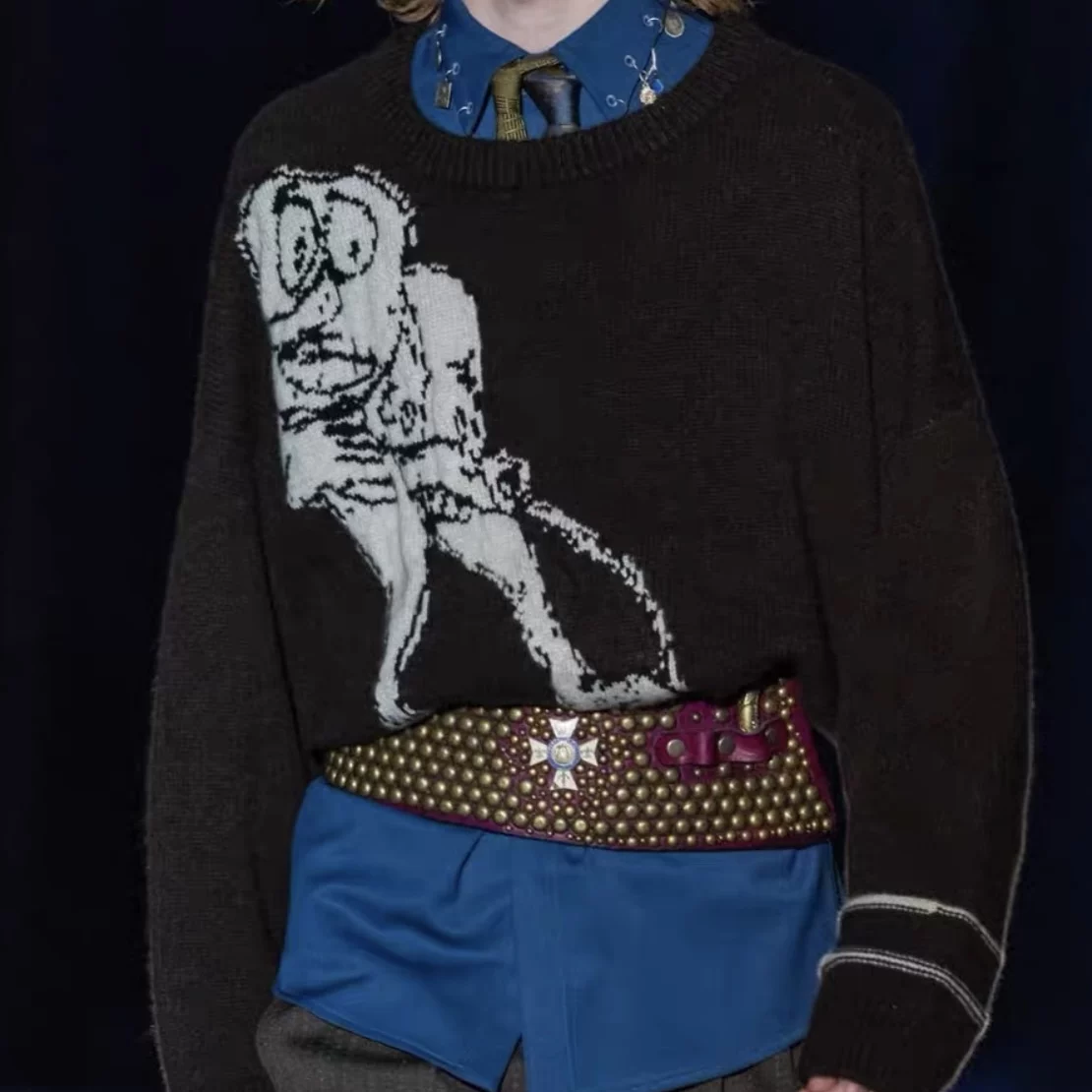ERD25FW Alien Knitted Destruction Jacquard Sweater 100% Wool Enfants Riches Deprime