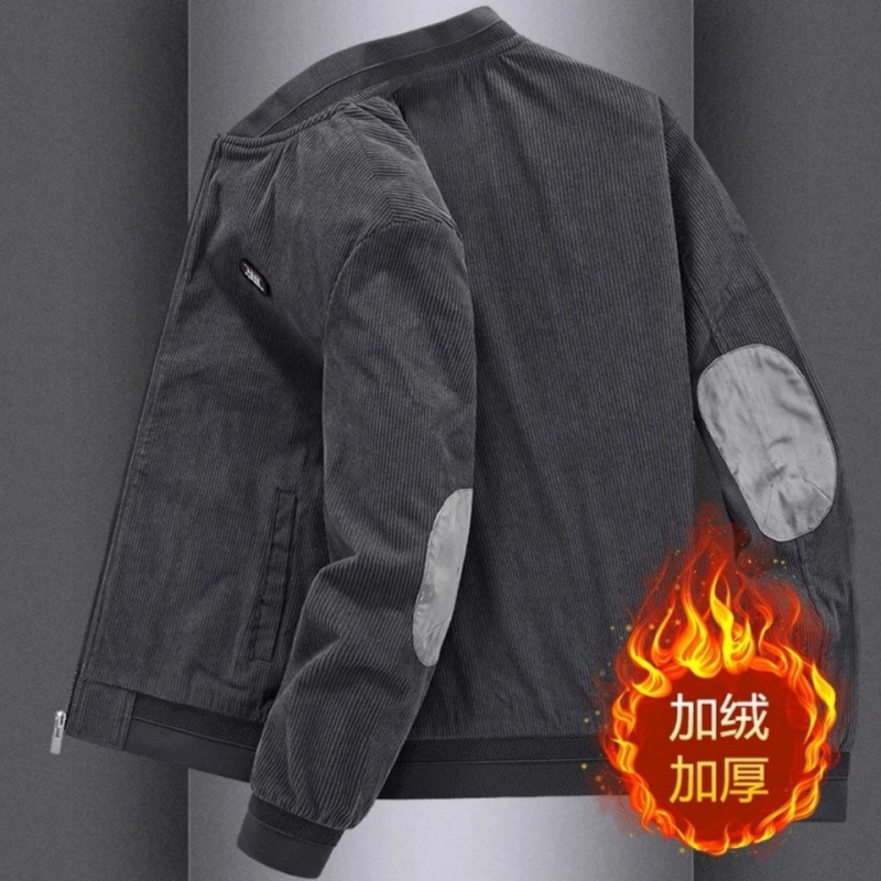 Men's Outwear 2024 Autumn and Winter New Workwear Loose Tops Men's Baseball Collar Retro Velvet Jacket Men's Trendy