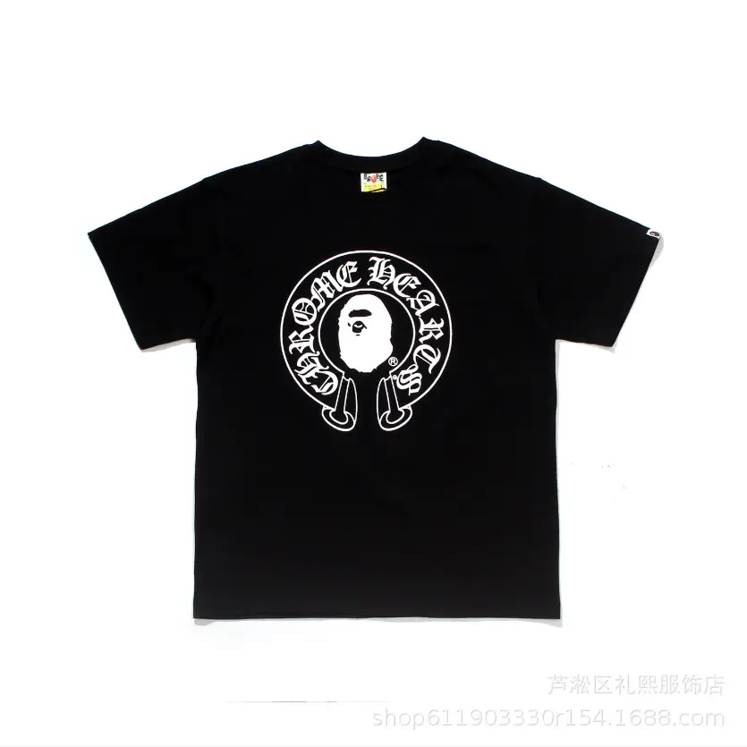 Japanese Trendy Brand Bape Ape Couple T-Shirt 260g Pure Cotton Printed Round Neck Short Sleeve Unisex T-Shirt Trendy