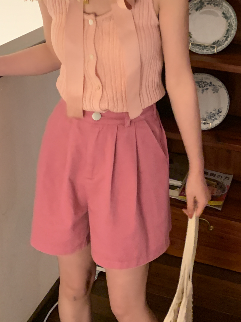 GAGD Cherry Oolong Tooling Shorts Women's Japanese Style Small Casual Pants Pink Shorts A Version Slimming Profile